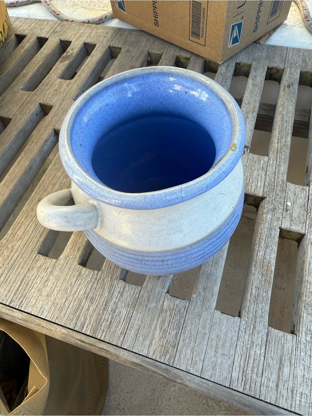 Handmade Ceramic Blue and Cream Pottery
